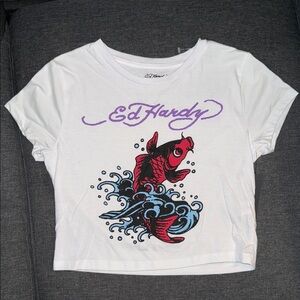 Ed Hardy Red and White Fish Design